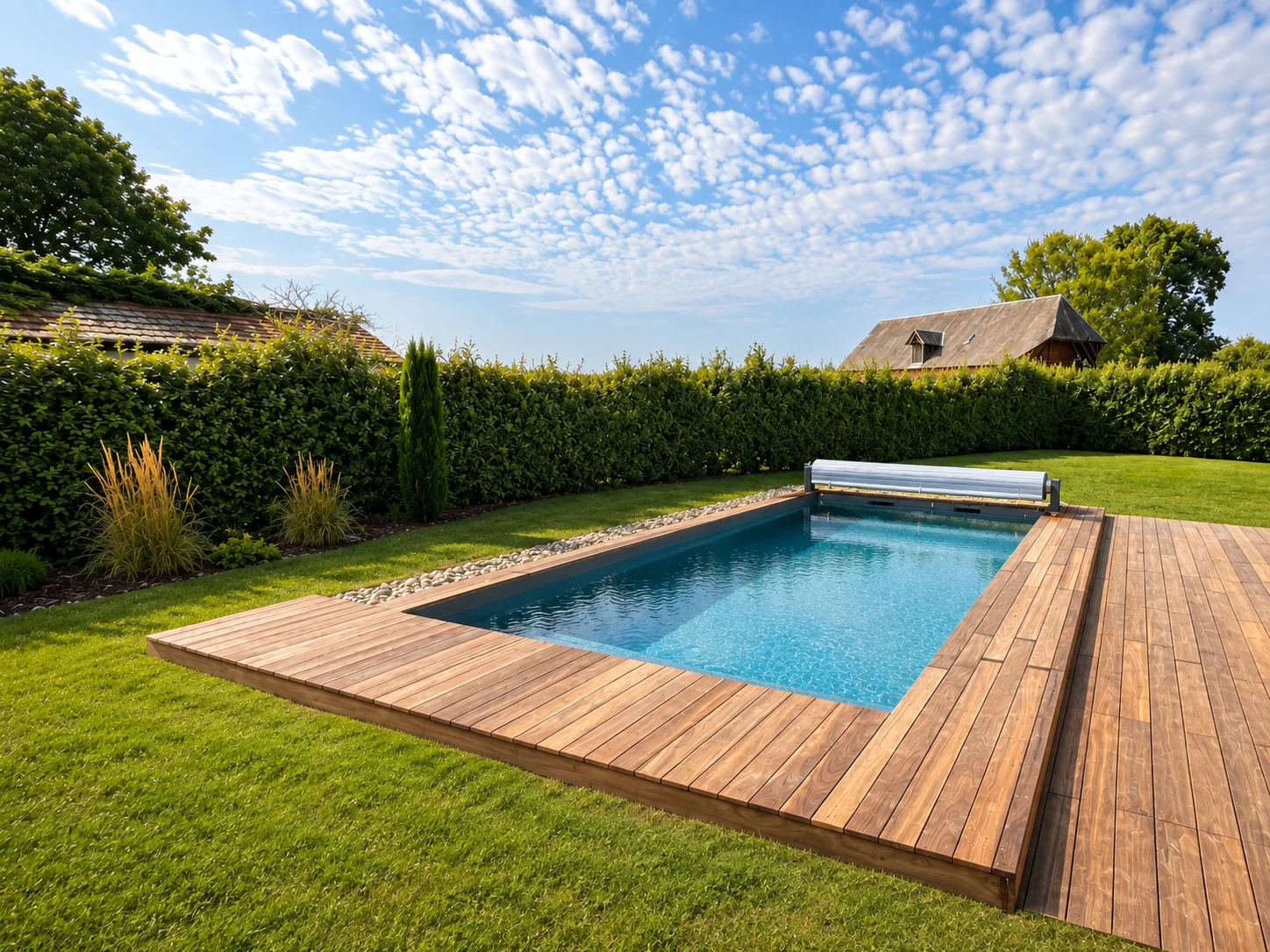 Piscine et terrasse en bois de La Maison des Jonquerets