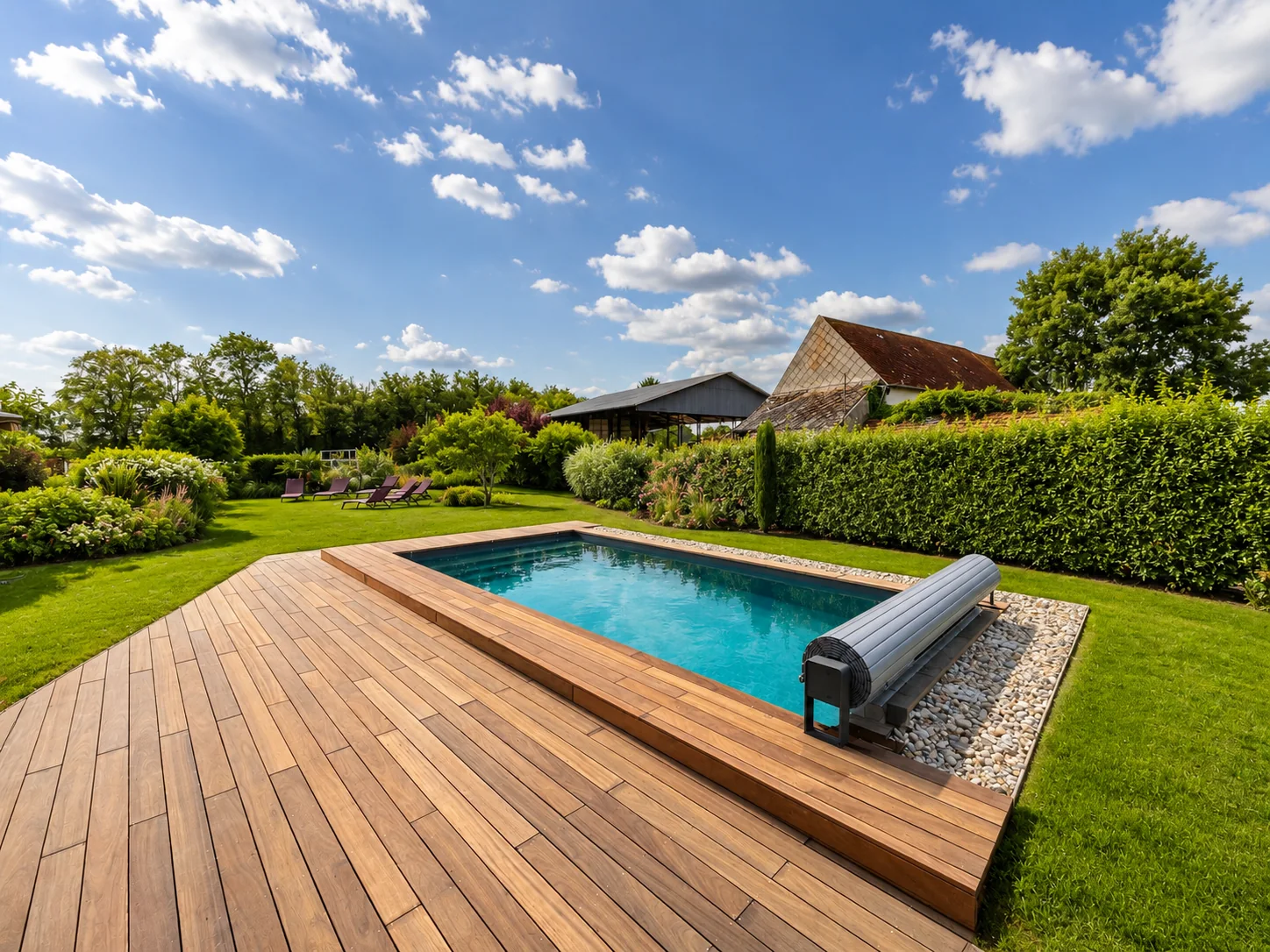 Piscine et terrasse au soleil